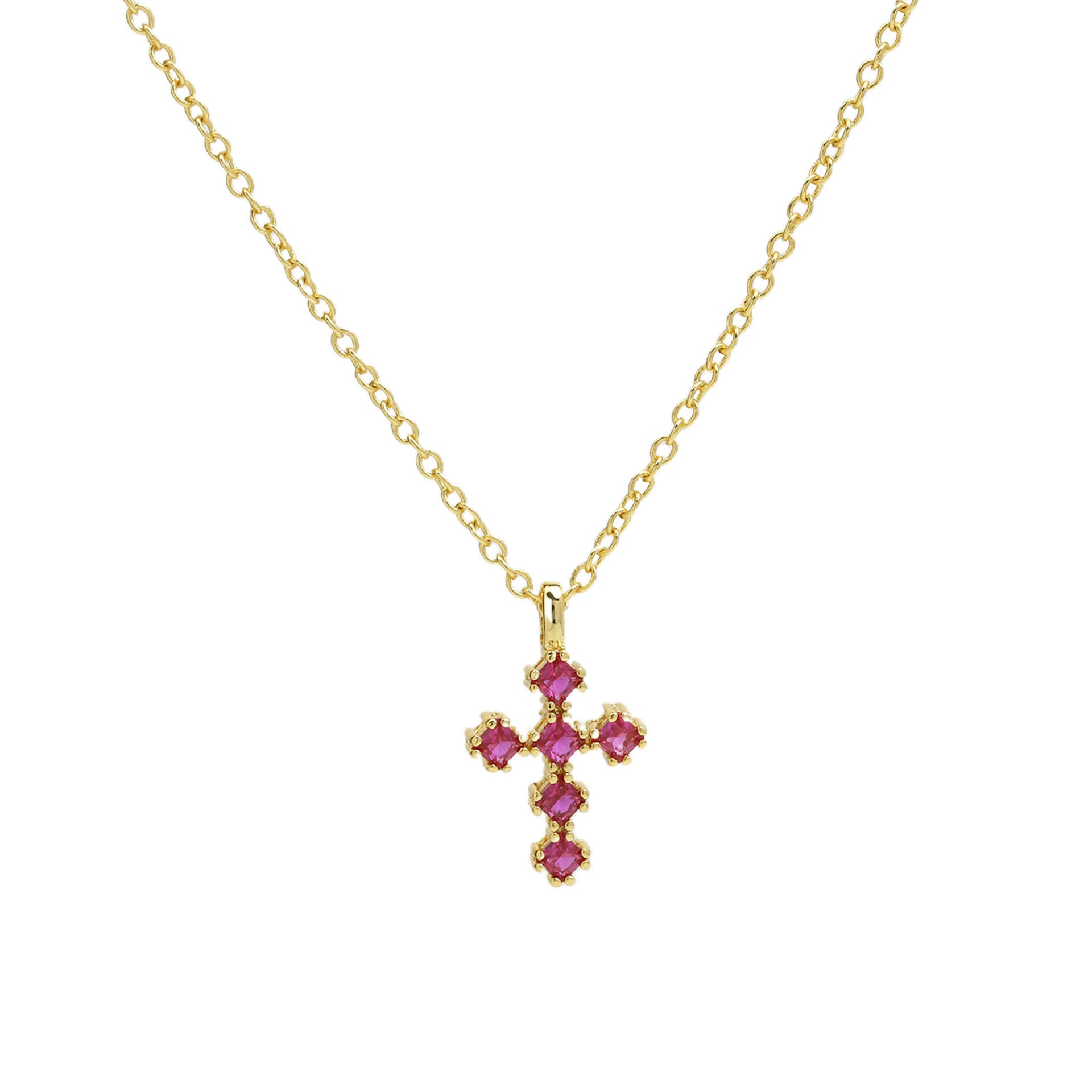 Parisa Zircon Birthstone Cross Necklace - July [EVNI7OQY]
