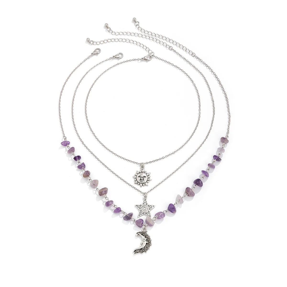Aniyla Turquoise Charm Necklace Set - Silver Moon Style