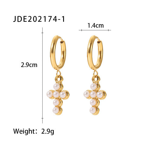 Aairah Pearl Cross Jewelry Set - JDE202174-1 [813DFRFX]