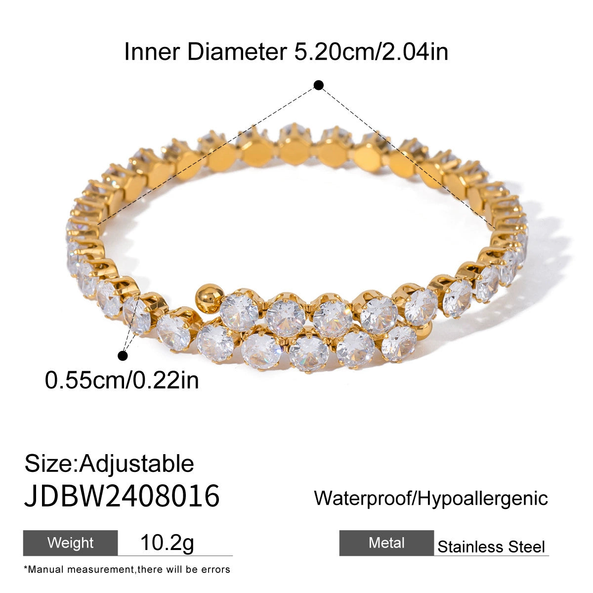 Falynn Zircon Cuff Bracelet - JDBW2408016 [77L5CVEF]