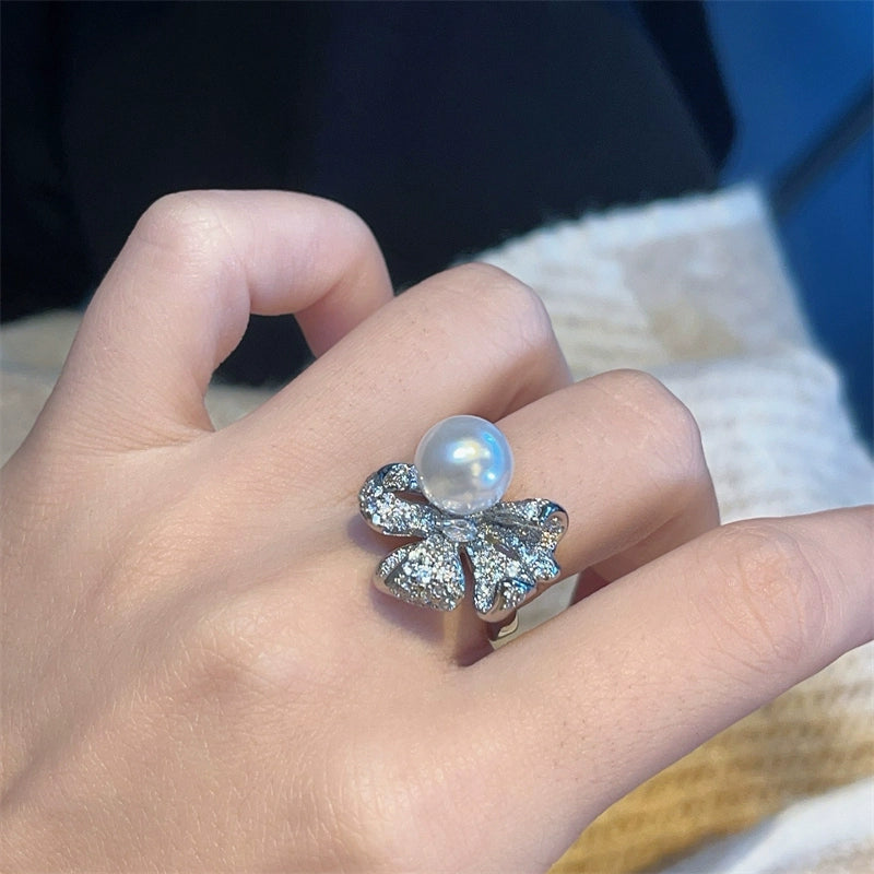 Lilyanne Pearl Bow Open Ring - Open Size [L55LNS7X]