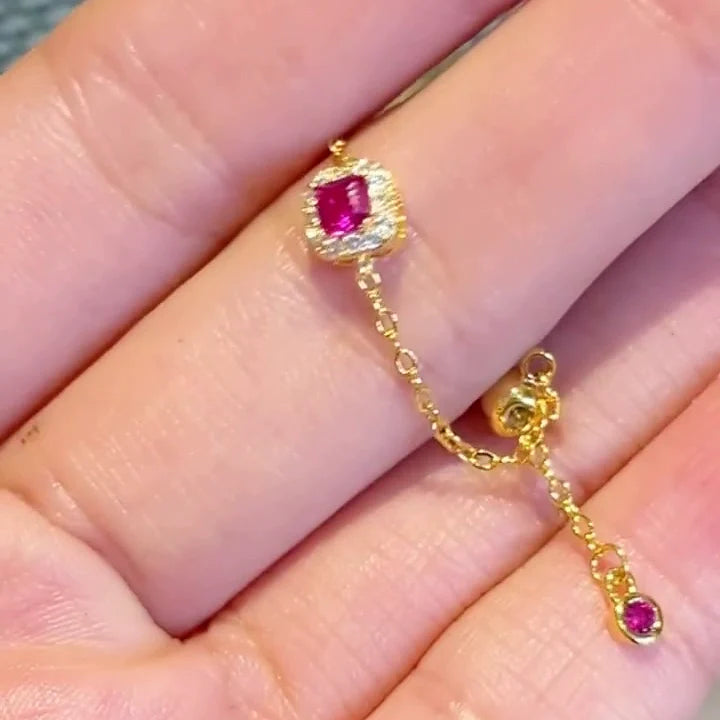 Galia Red Zircon Chain Ring - Red Zircon Chain Ring