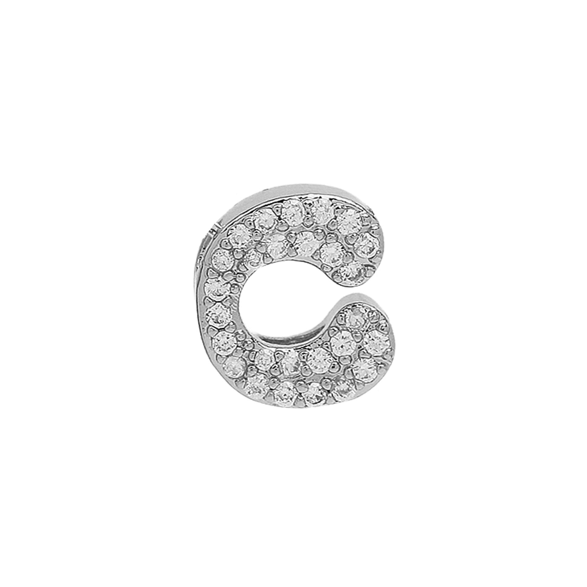 Abella Dainty Initial Jewelry - Silver C Initial Pendant [77OK2EXR]