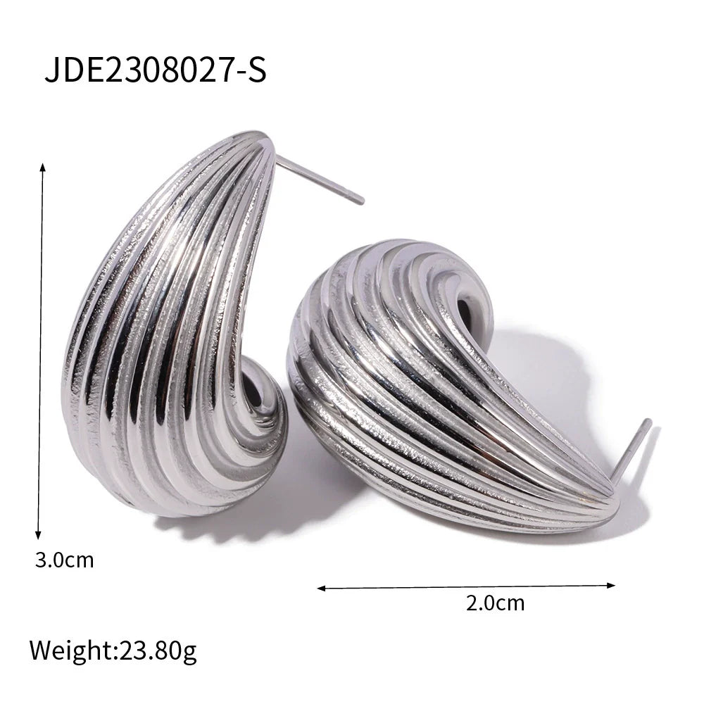 Carlynn Puffy Striped Drop Earrings - JDE2308027-S