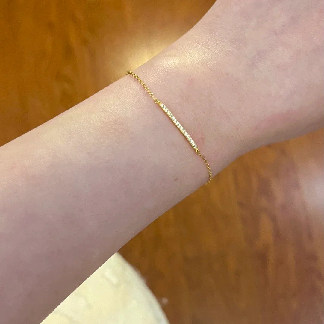 Stacy Sparkle Clover Bracelet - Gold Pave Bracelet (S925 Sterling Silver)