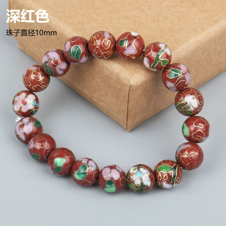 Charlie CloisonnŽ Beaded Bracelet - Deep Red - 10mm Bead