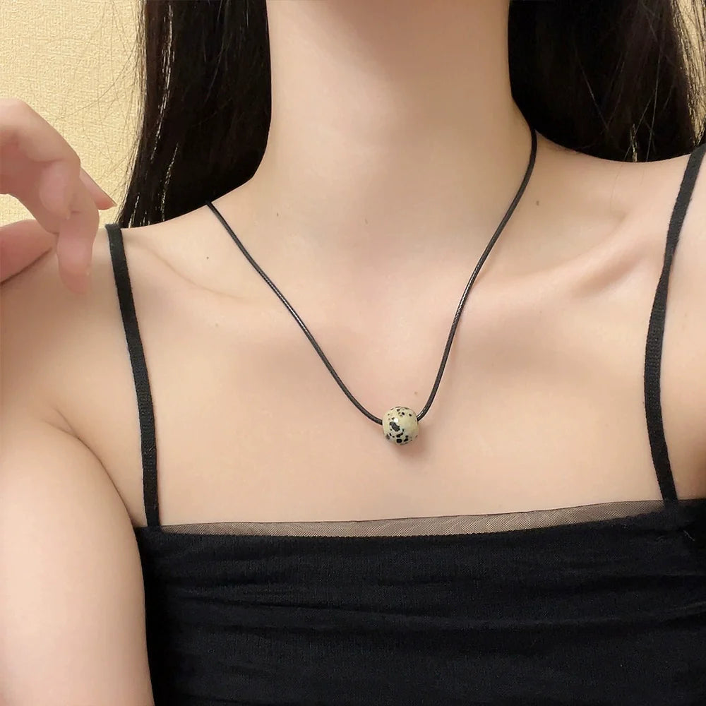Tommi Stone Cord Necklace - Natural Stone Pendant Necklace