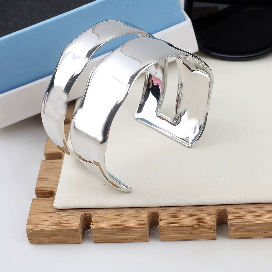 Janay Layered Wave Bracelets - Silver
