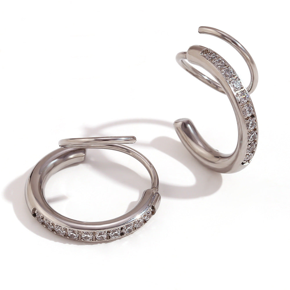 Lennix Spiral Diamond Earrings - Silver with White Diamond [HFHF8FQ0]
