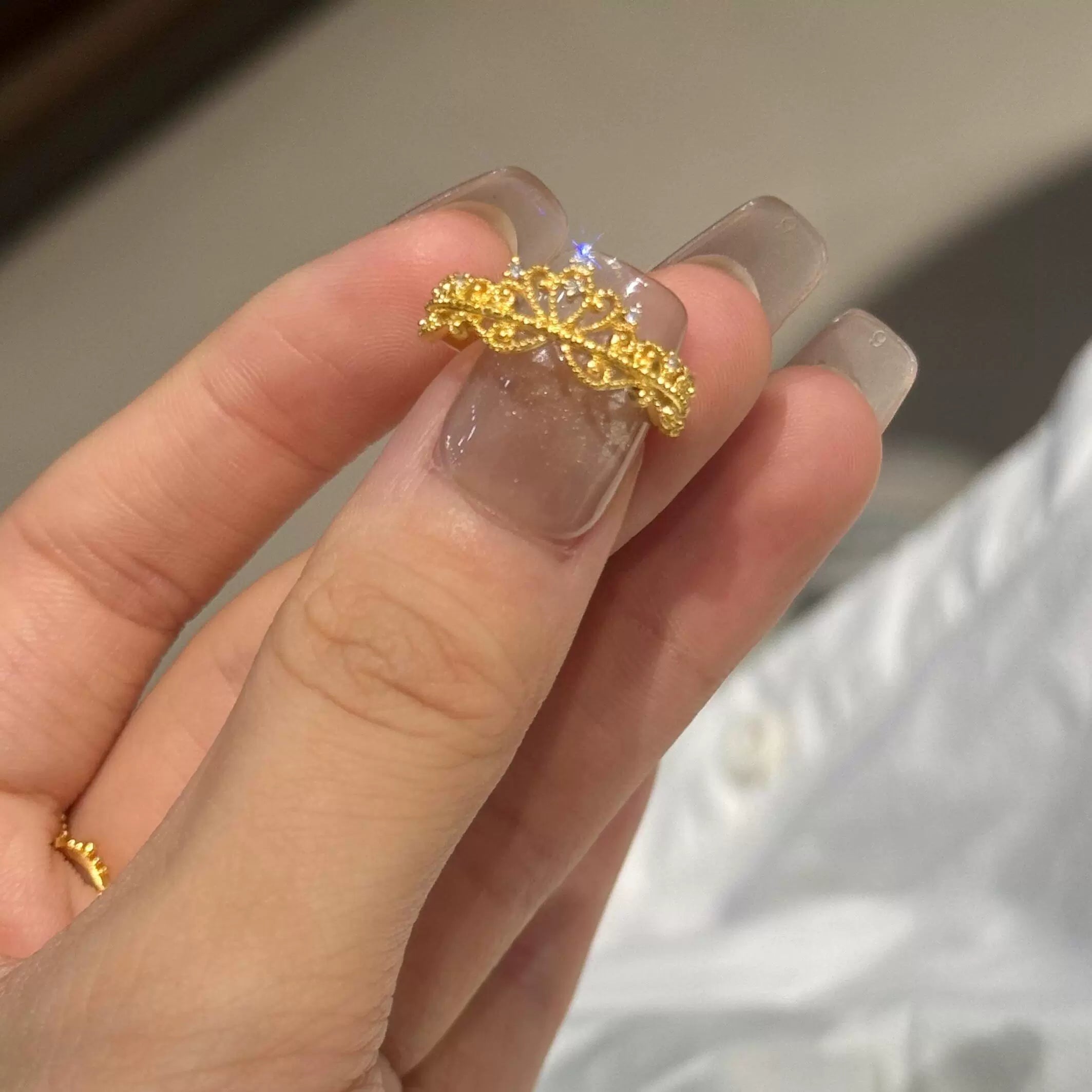 Madden Crystal Lace Crown Ring - Pave Crown Ring (Adjustable)