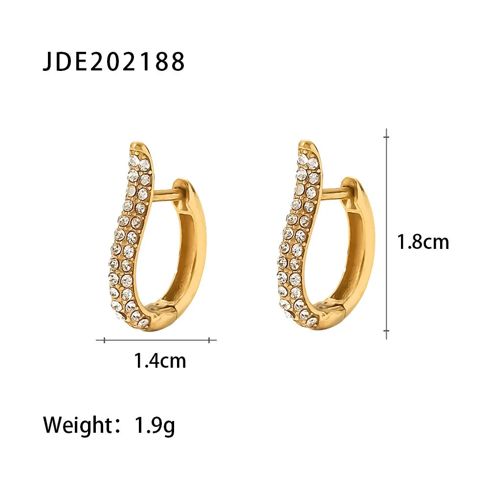 Ahlani Square Zirconia Hoop Earrings - Gold Tone