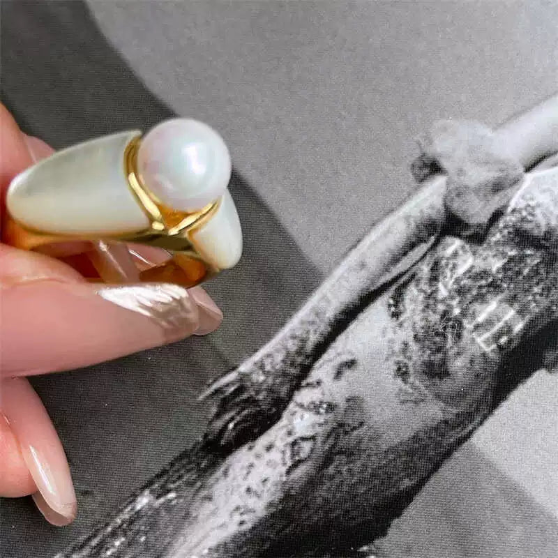Alainah Mother-of-Pearl Ring - Adjustable Open [OLOOIAVQ]