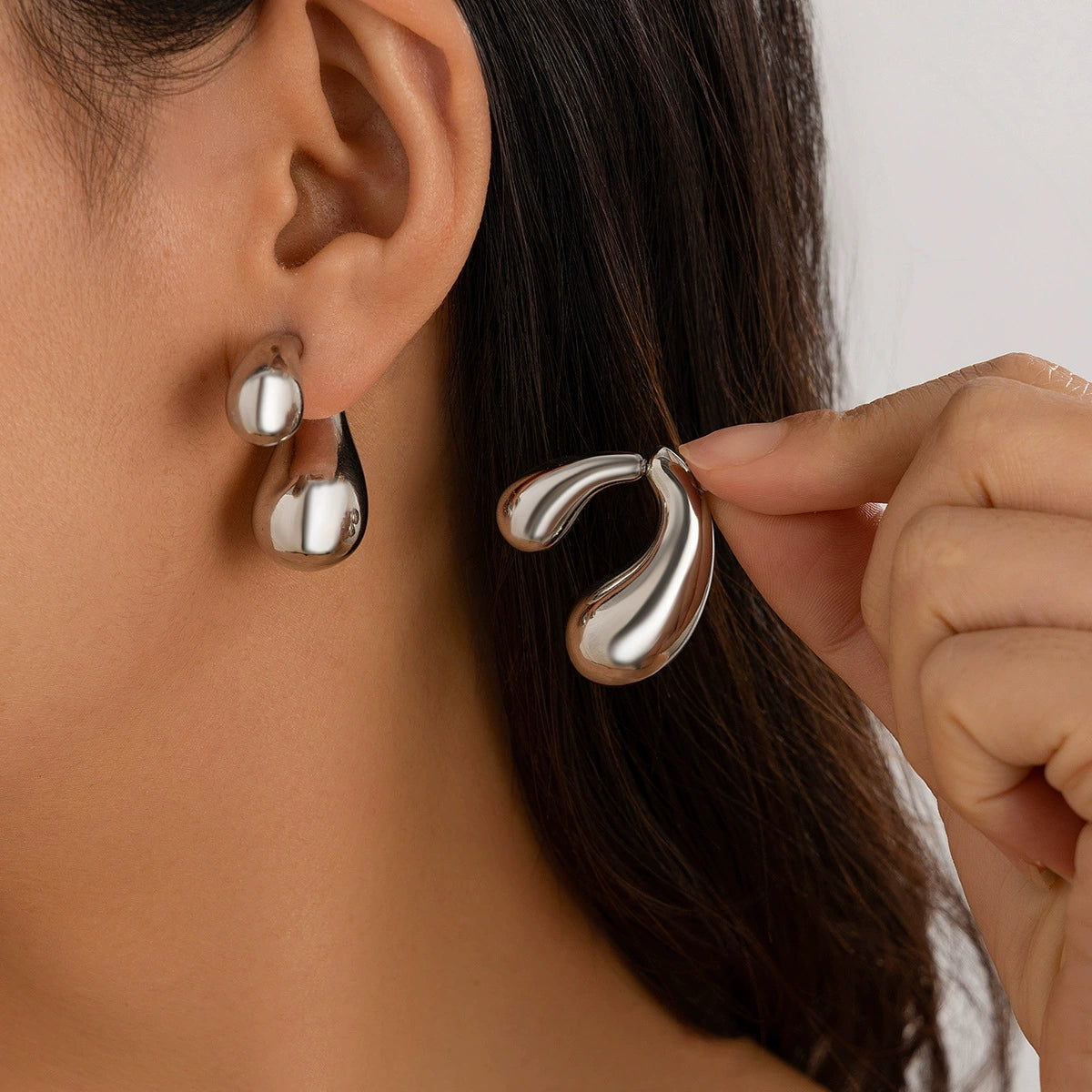 Sonora Glossy Drop Earrings - Style 05 Silver [SH19ATUB]