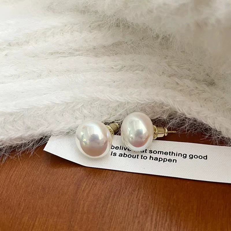 Mason Elegant Mabe Pearl Studs - 1.4cm Mabe Pearl