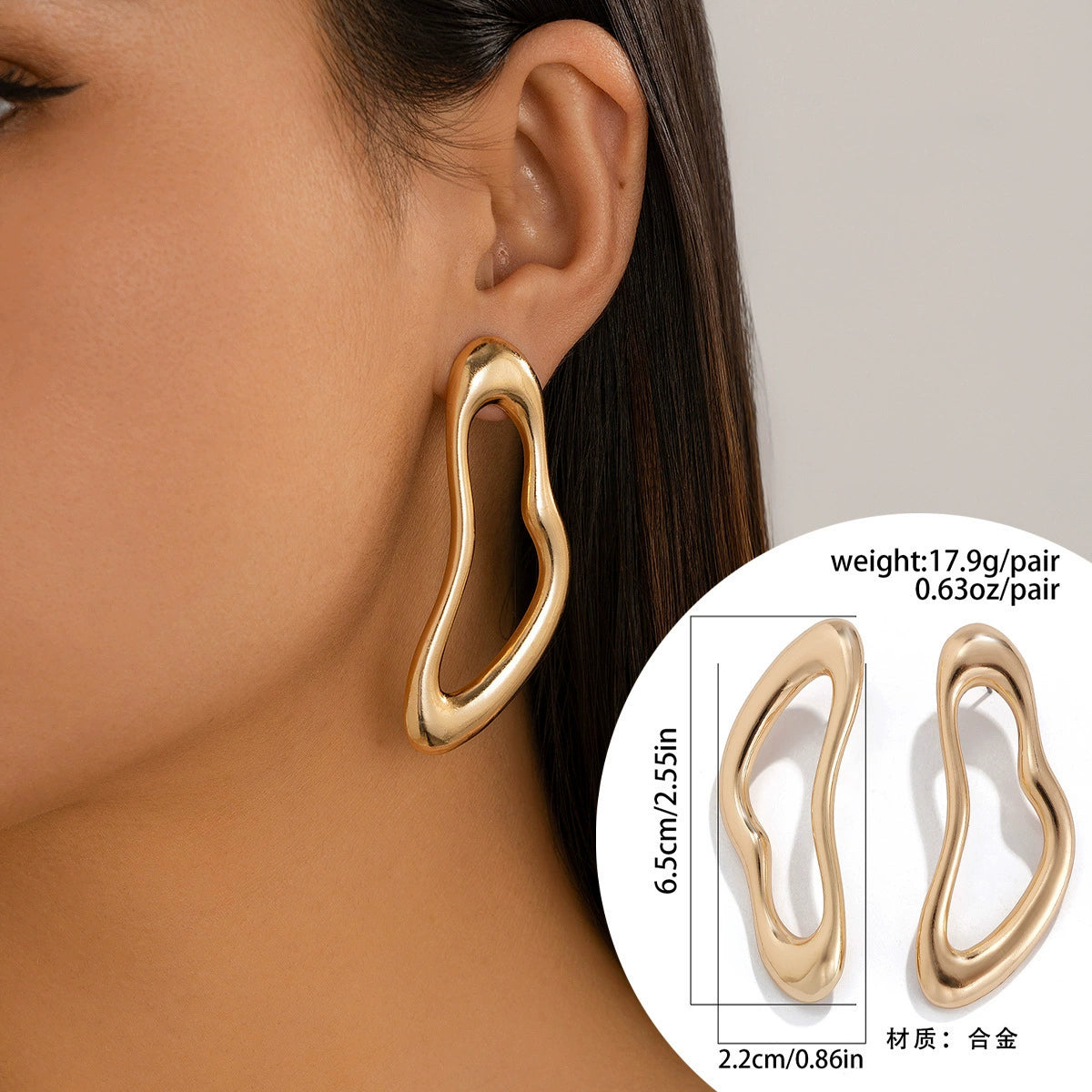 Vaeda Asymmetrical Drop Earrings - 04 Gold Design [T3DI6JJW]