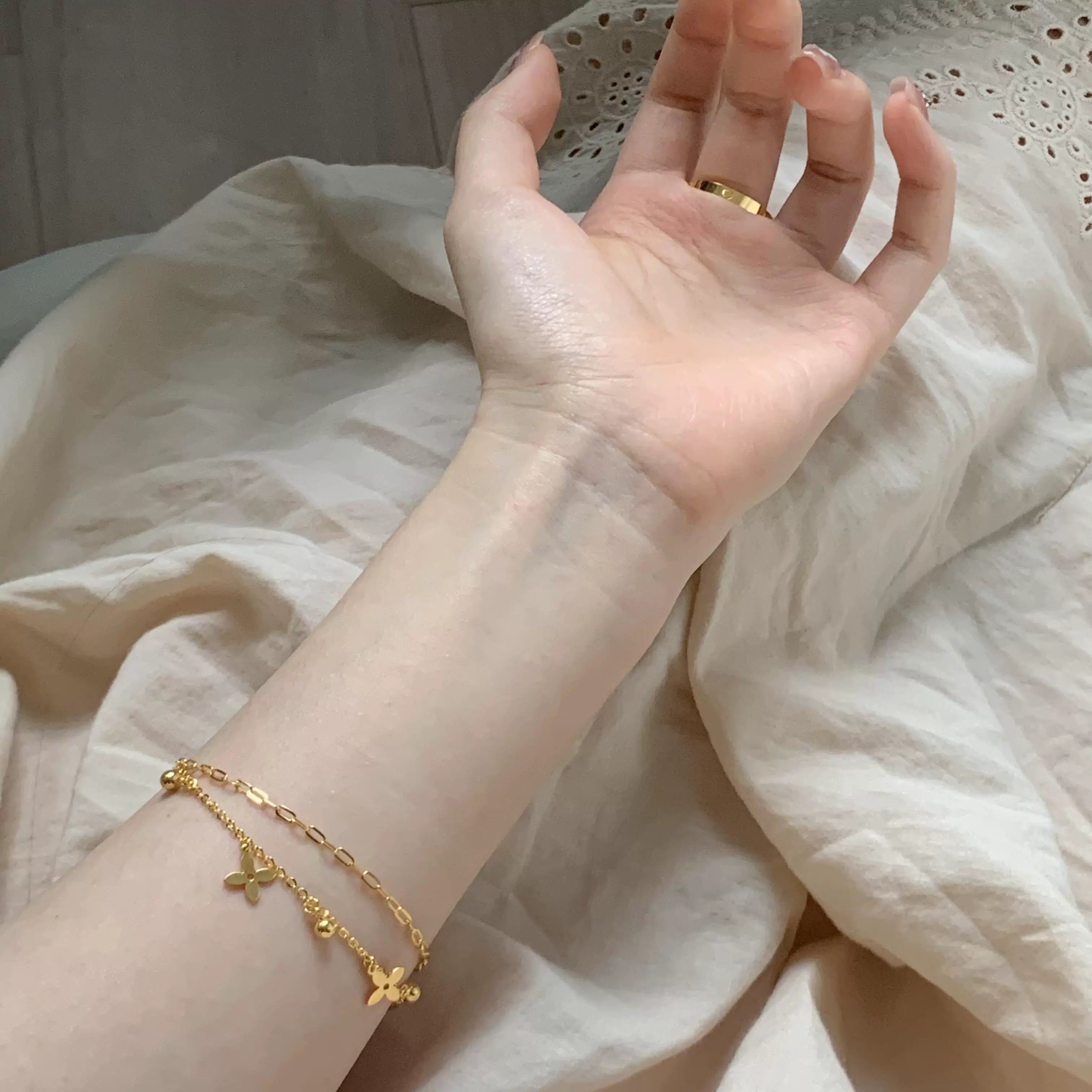Aariyah Clover Star Bracelet - Four-leaf Clover Double Layer Bracelet