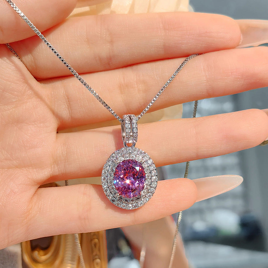 Carol Alexandrite Jewelry Set - B Style Oval Necklace (40+5cm) [J2XA61X5]