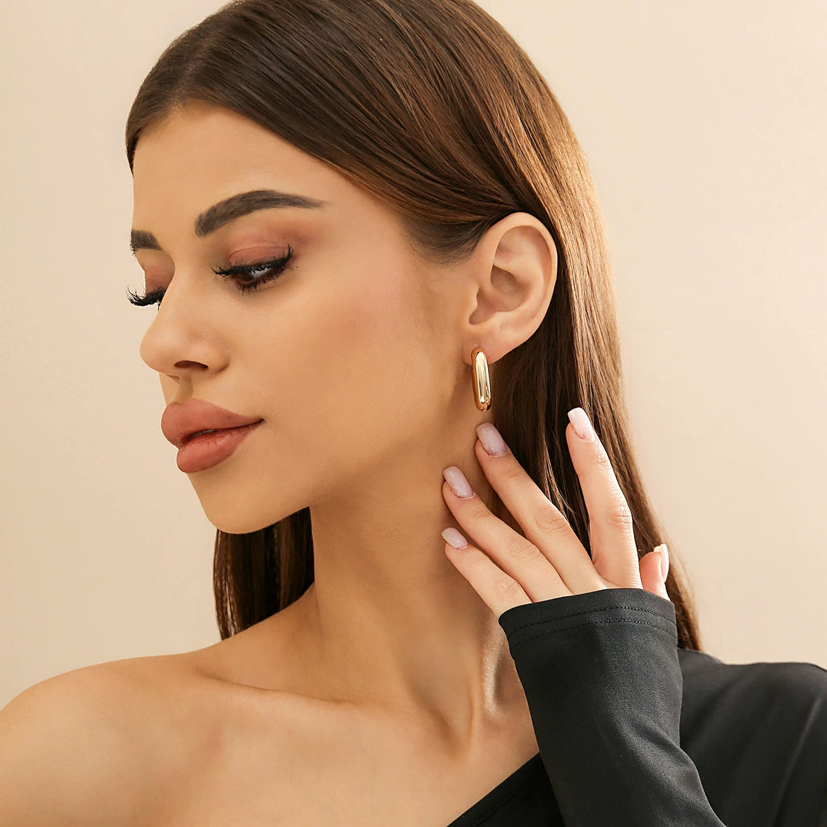 Anasofia Geometric Drop & Hoop Earrings - Style 04 Gold [CS2D11ZT]