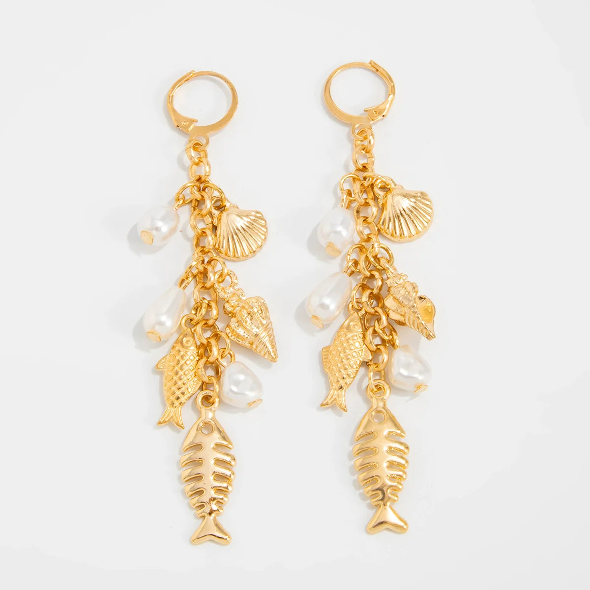 Kaylor Dainty Fish Tassel Earrings - Style Two Gold