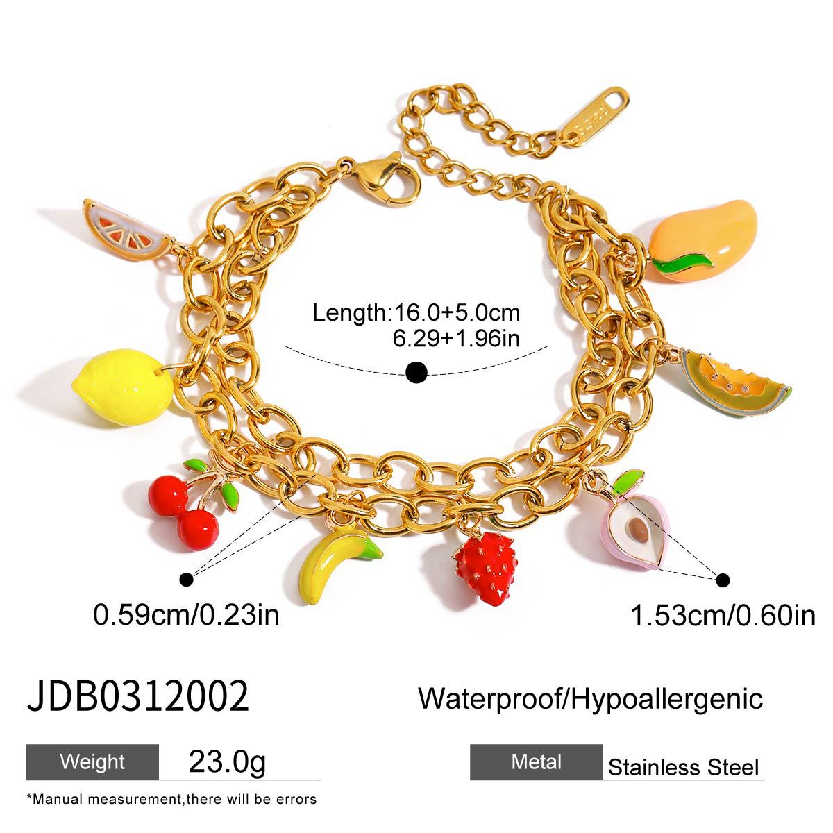 Zakia Fruit Charm Jewelry - Multi-Fruit Charm Bracelet [NWZTCRU7]
