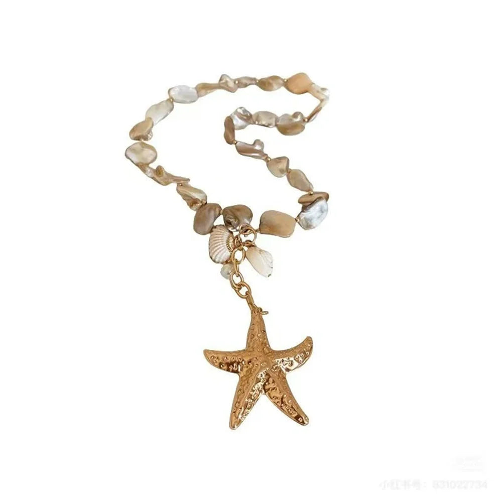 Emilly Starfish Pearl Necklace - Starfish Necklace