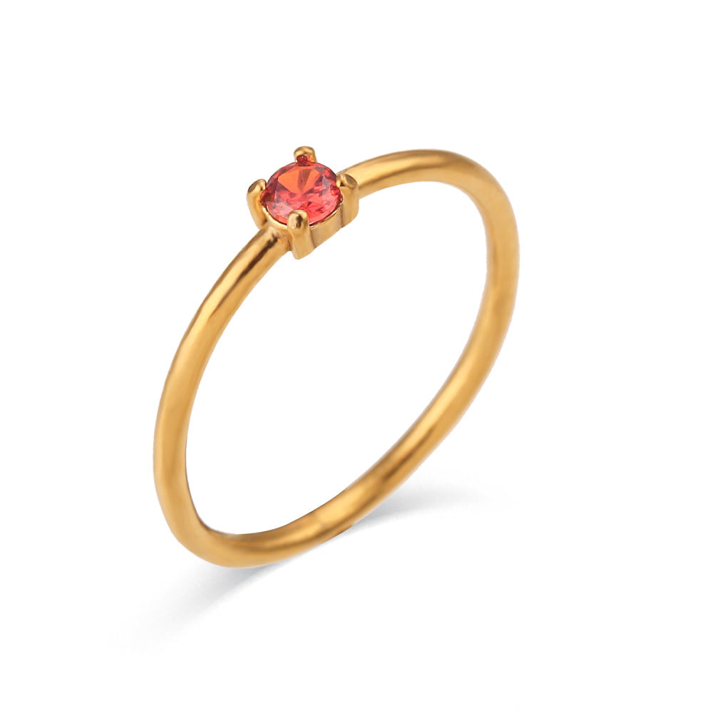 Kenzley Dainty Birthstone Ring - Medium Garnet Red [K9NZ1NCX]