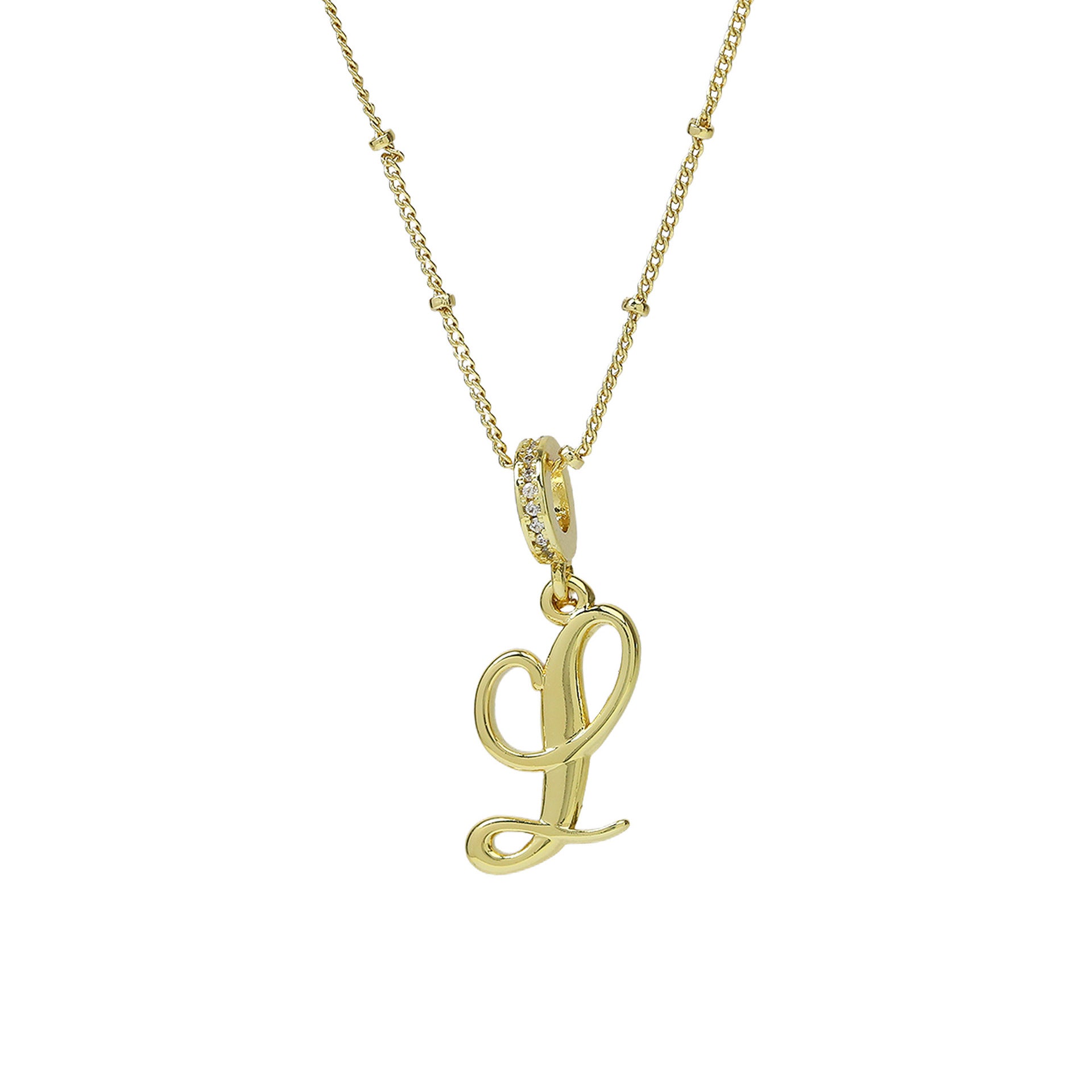 Frida Gold Cursive Initial Necklace - Gold L [L2PHS3G7]