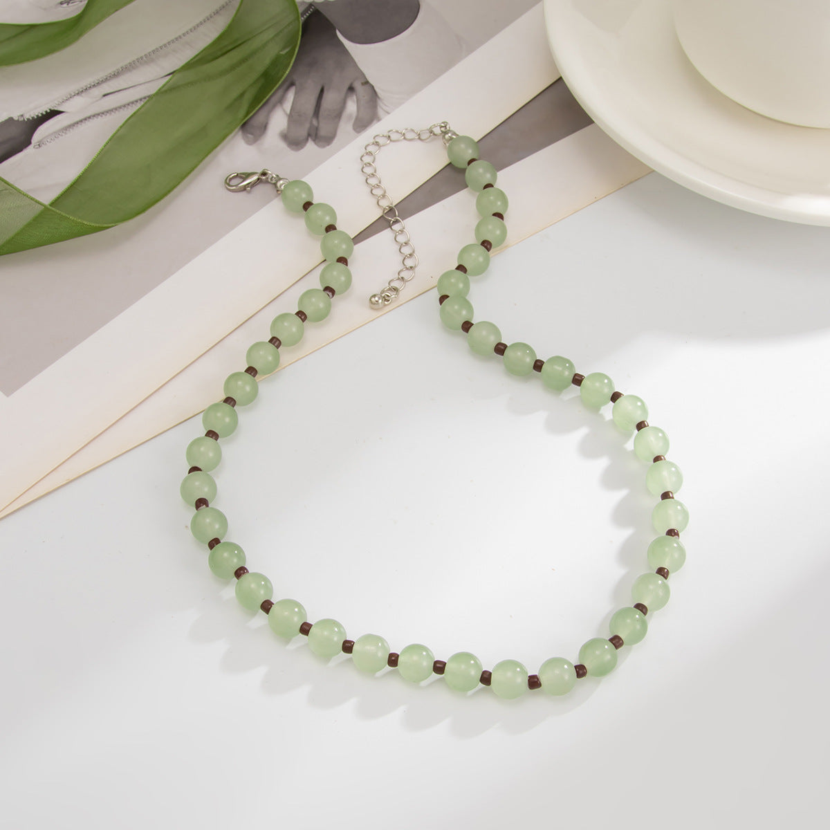 Arcadia Irregular Beaded Choker - Light Green [CB6K64CH]