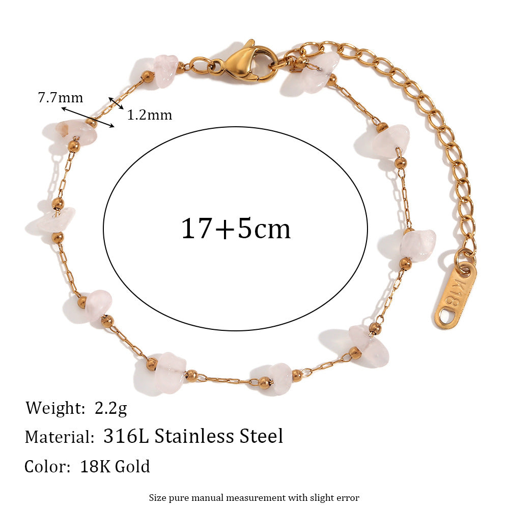 Lesley Dainty Stone Chain - Bracelet - Gold - Pink Crystal [DFH5TPTA]