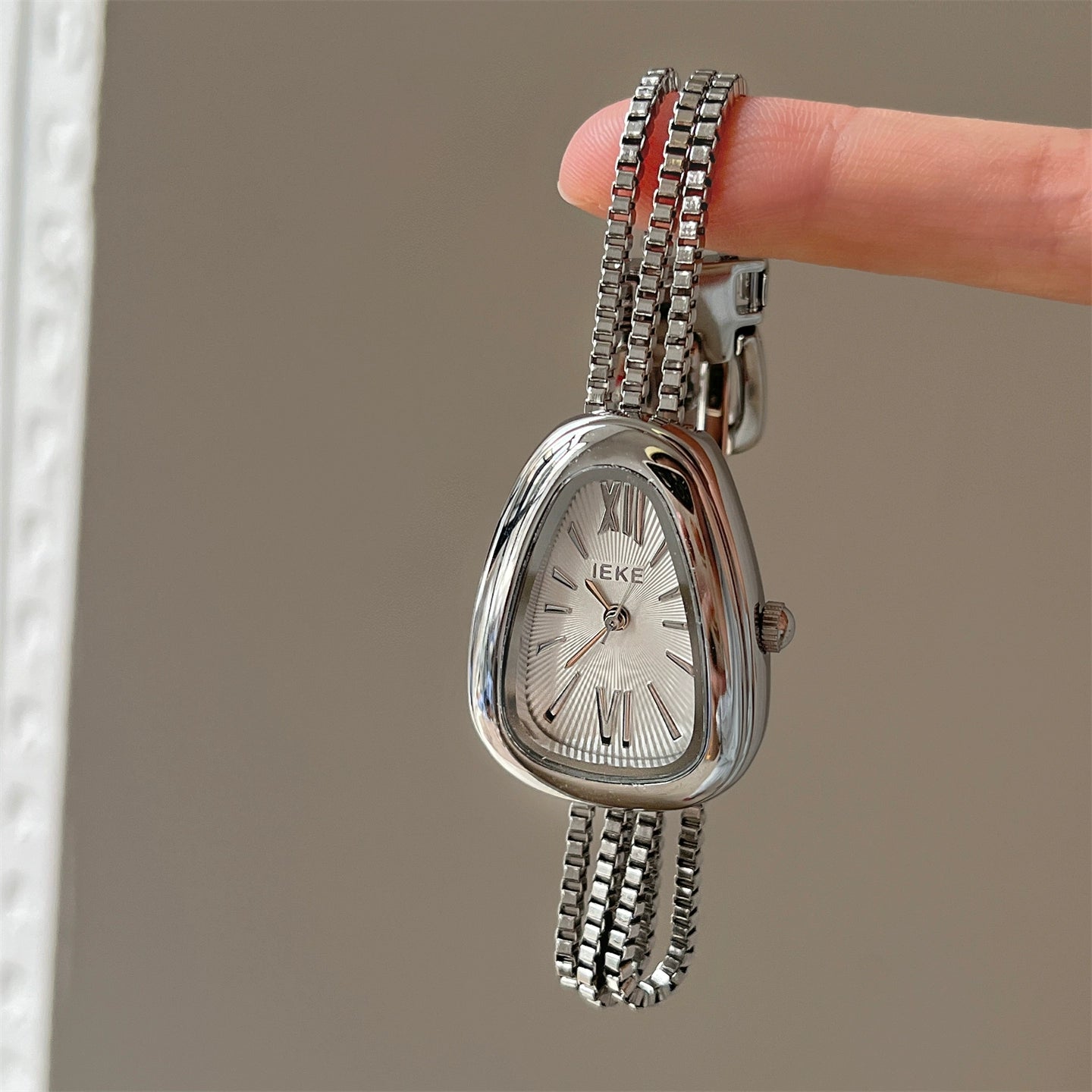 Verity Serpent Bracelet Watch - Silver Band White Face [U374GZGP]