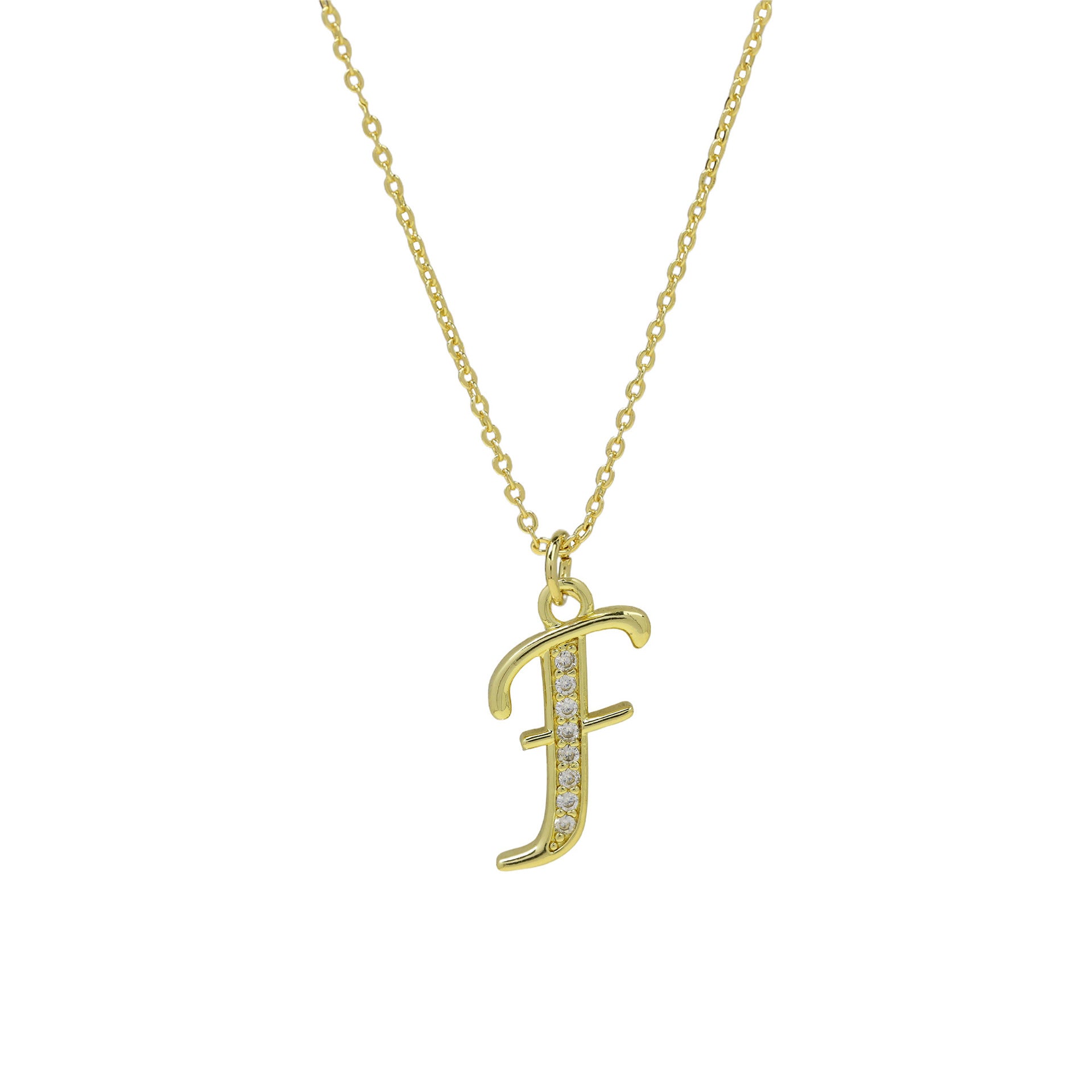 Winifred Delicate Alphabet Necklace - Letter F [A2SG8Z37]