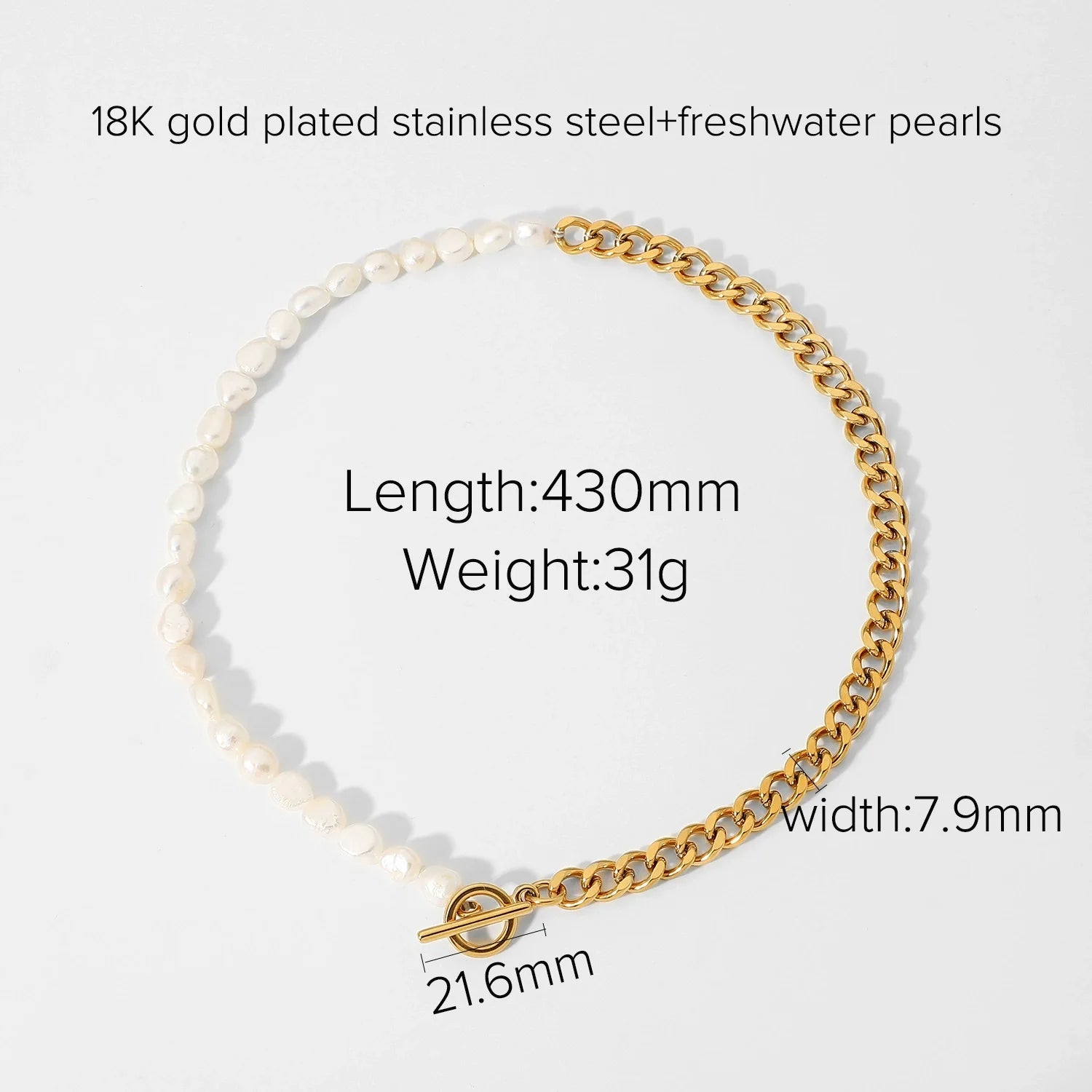 Merida Toggle Pearl Chain Necklace - JDN20296