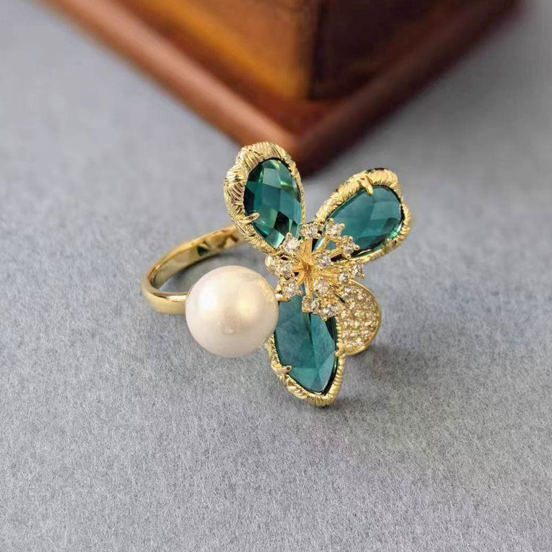Amaya Pink Crystal Flower Ring - Style 3 [ECUMZ73U]