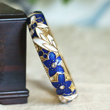 Alicen CloisonnŽ Floral Bangle - Dark Blue
