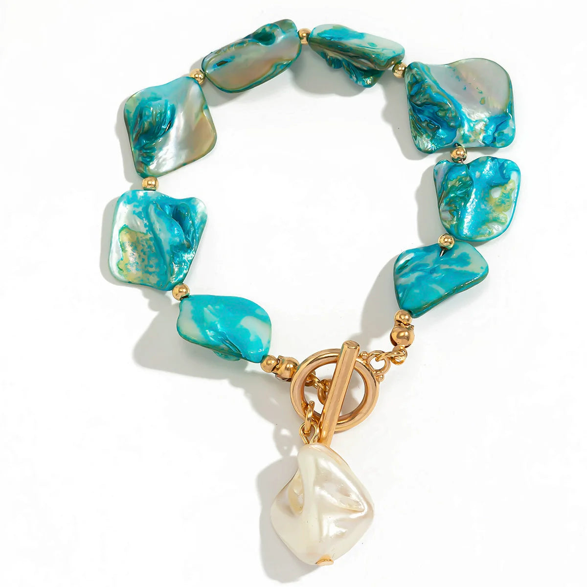 Kayce Shell Toggle Bracelet Necklace - Bracelet Blue