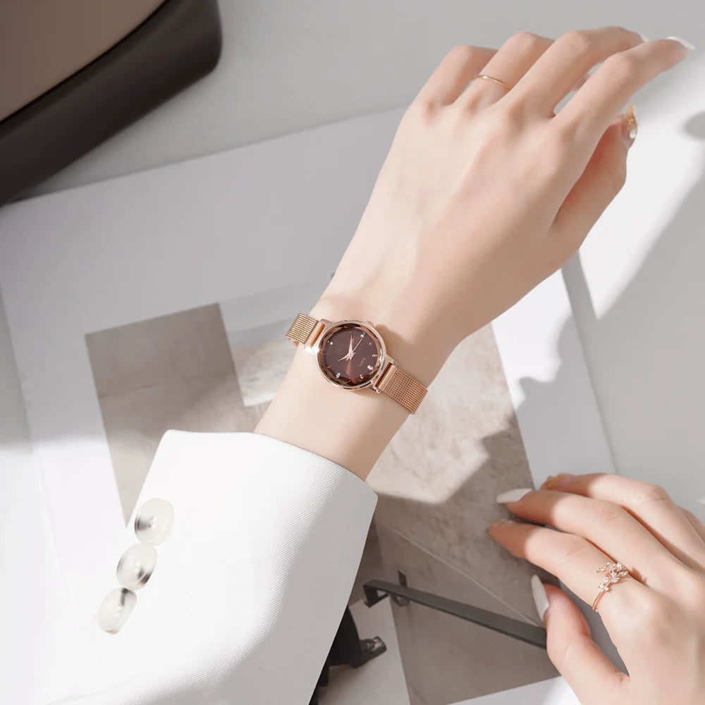 Joselynn Elegant Mesh Watch - Mocha