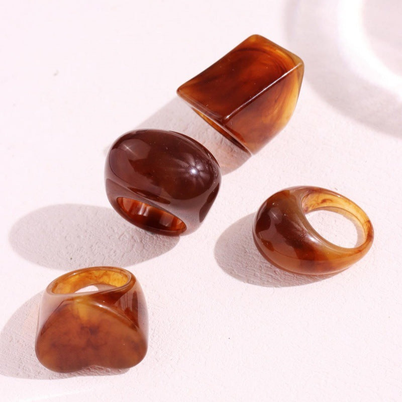 Damya Chunky Geometric Ring - Four-Piece Set [7HN3TV4T]