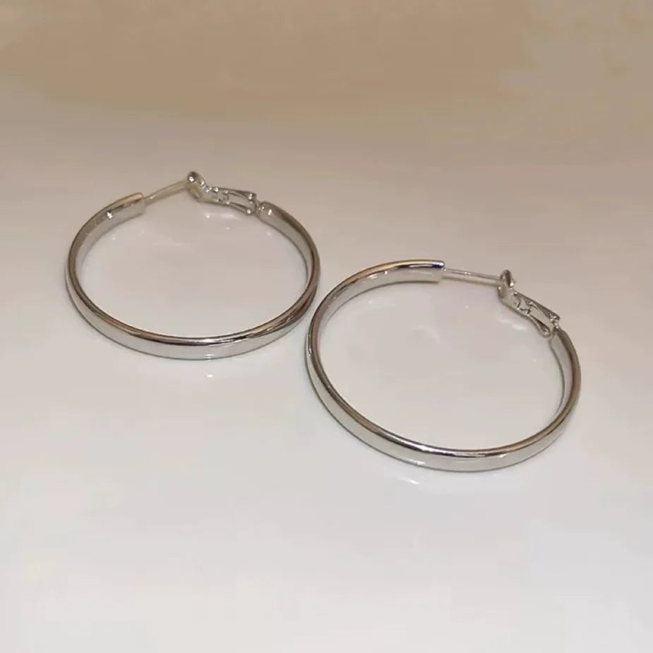 Azlynn Modern Hoop Earrings - Silver Plated