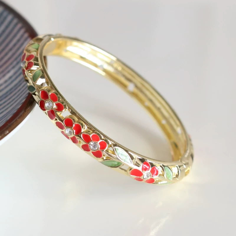 Camiya Cloisonné Bloom Bracelet - Red Style D [LIKB9SJA]