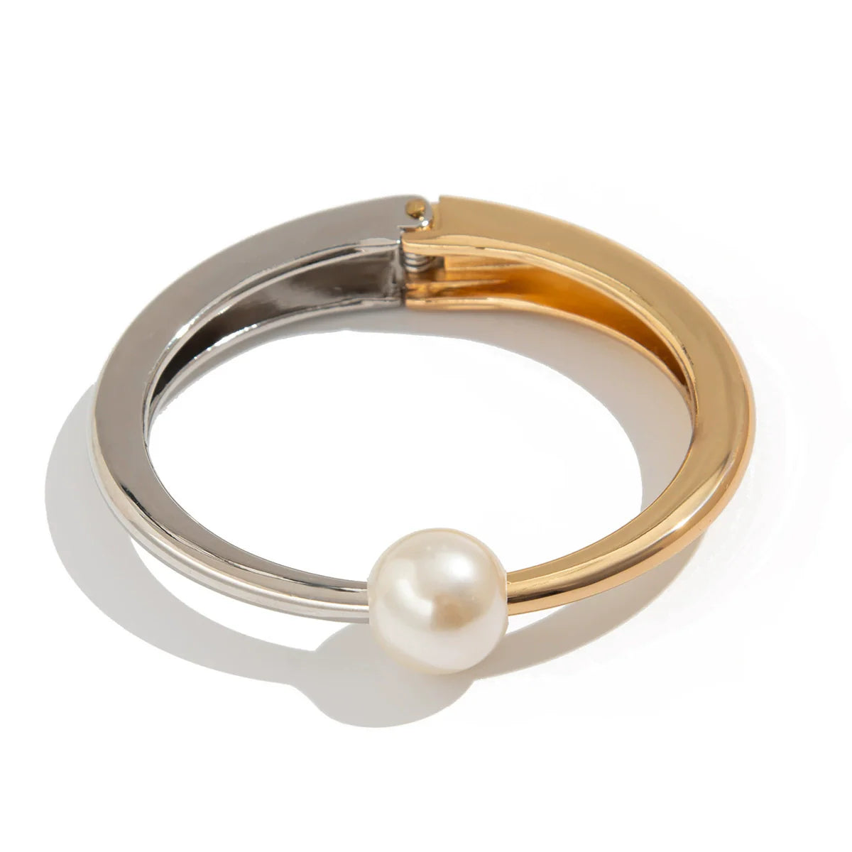 Citlaly Elegant Pearl Bangle - Two-Tone Imitation Pearl