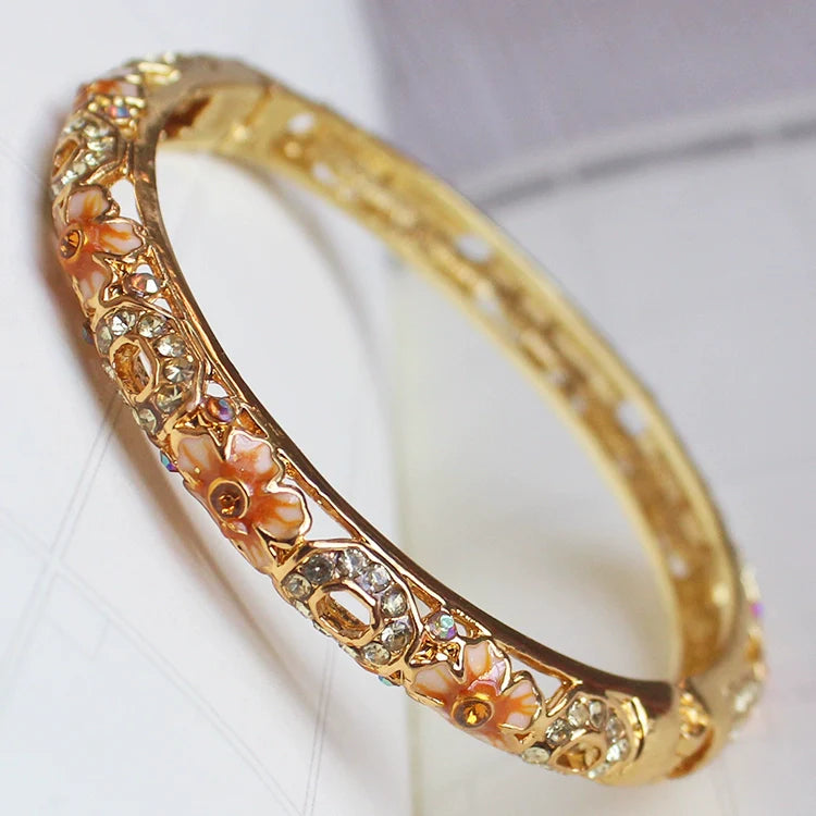 Chimamanda Ornate Cloisonne Bangle - Orange (57mm ID)
