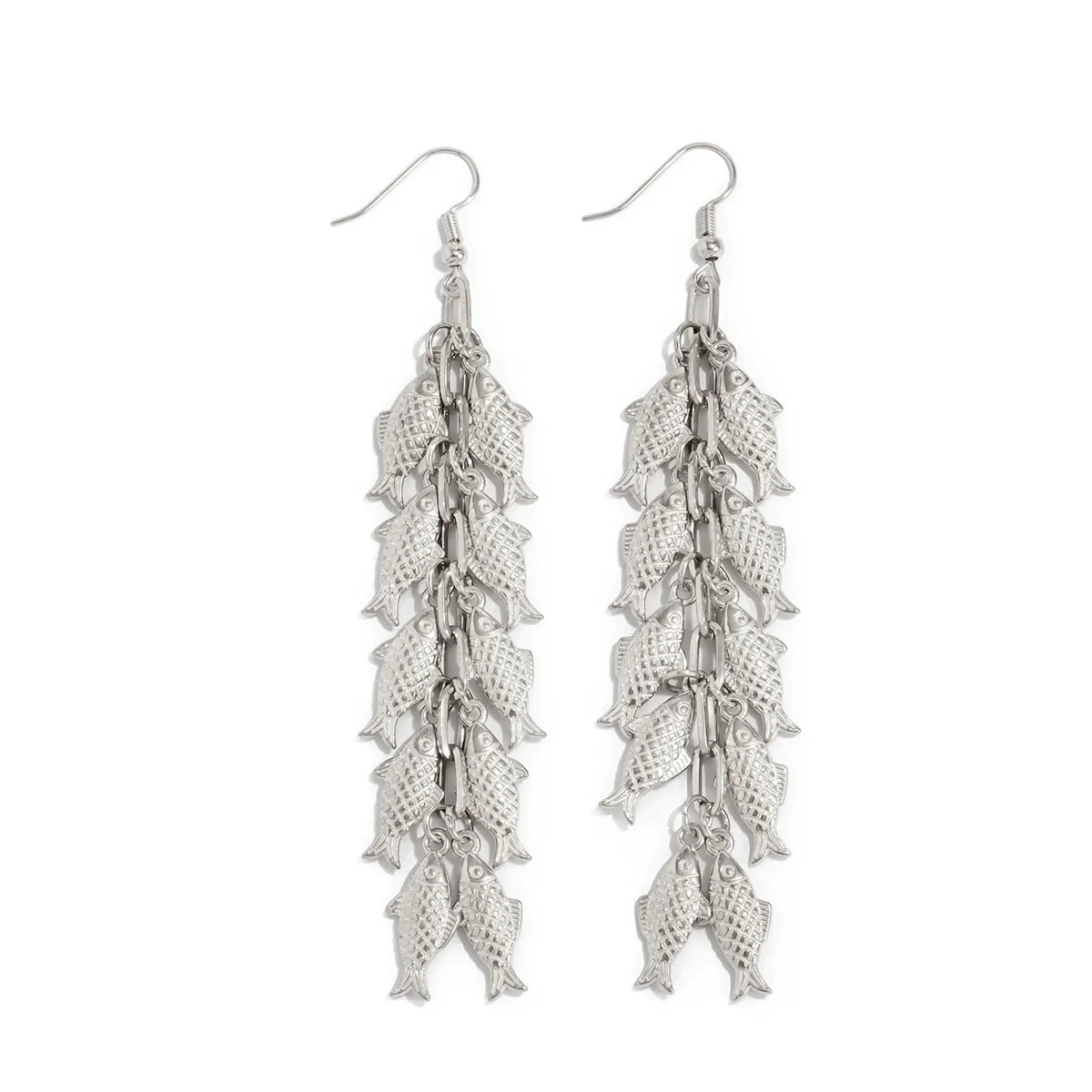 Kaylor Dainty Fish Tassel Earrings - Style One Silver