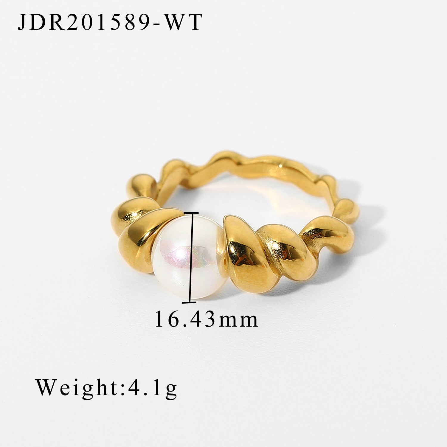 Verona Geometric Pearl Ring - JDR201589-WT-8 [ZB814SRX]