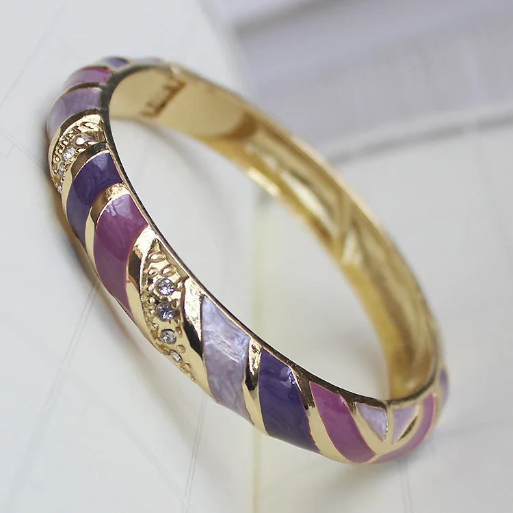 Amarachi Delicate Enamel Bracelet - Purple Spiral