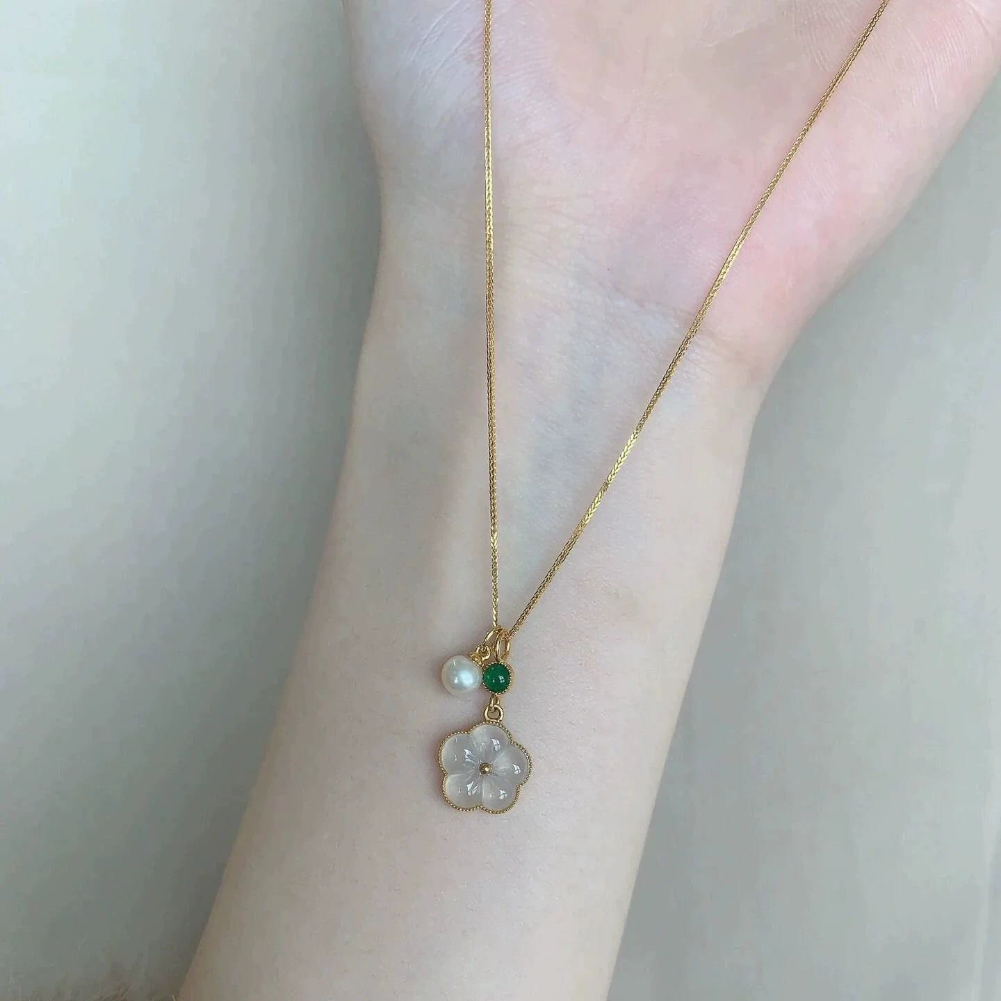 Kamrynn Pearl Prosperity Necklace - Money Flower Necklace