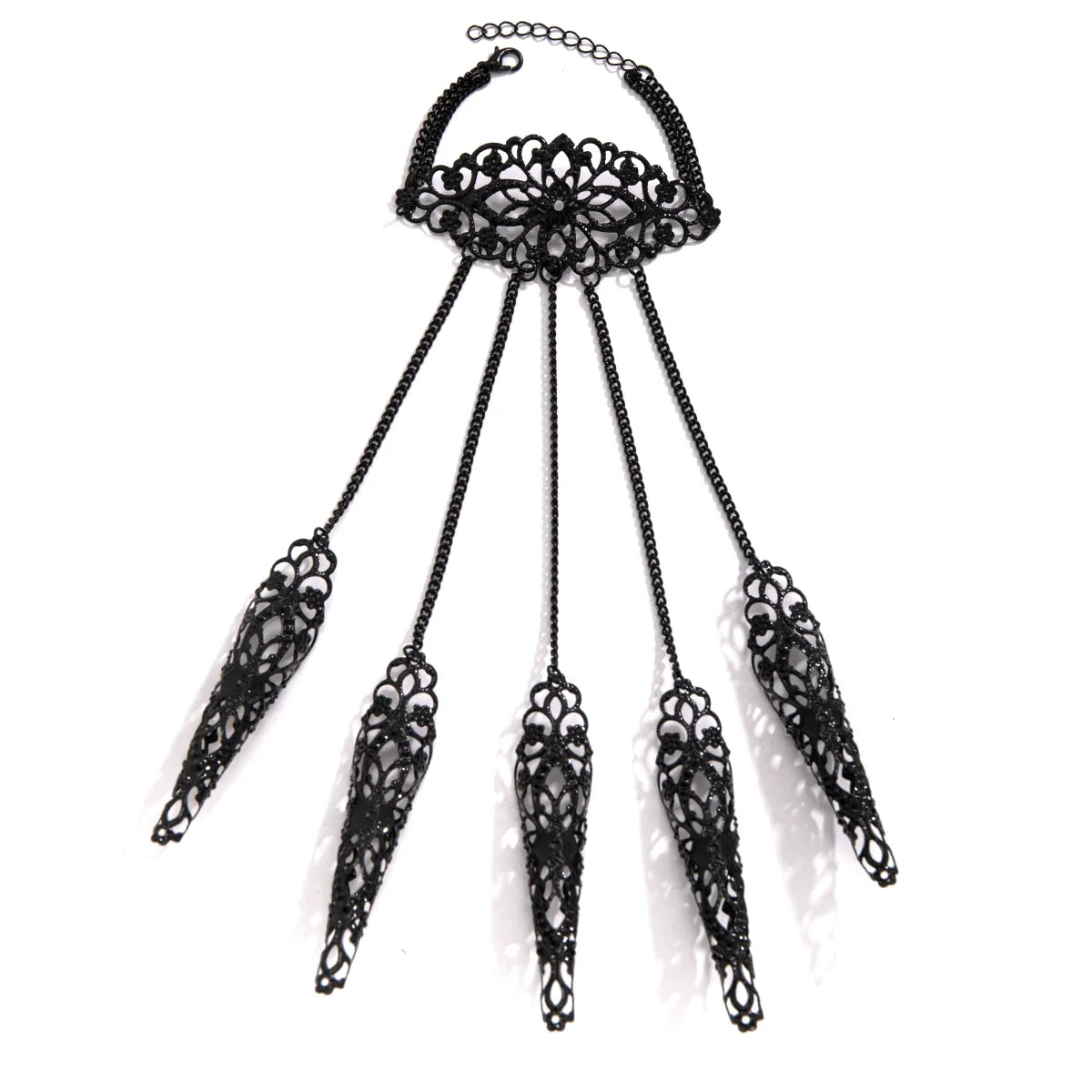 Meklit Hollow Hand Chain - Flat Disc Black