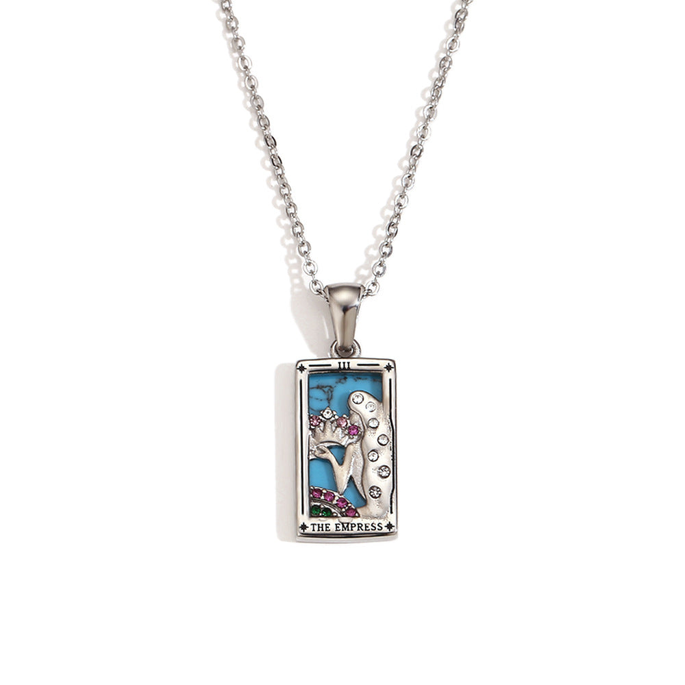 Avalyn Tarot Pendant Necklace - Steel - The Empress [3526PA6M]