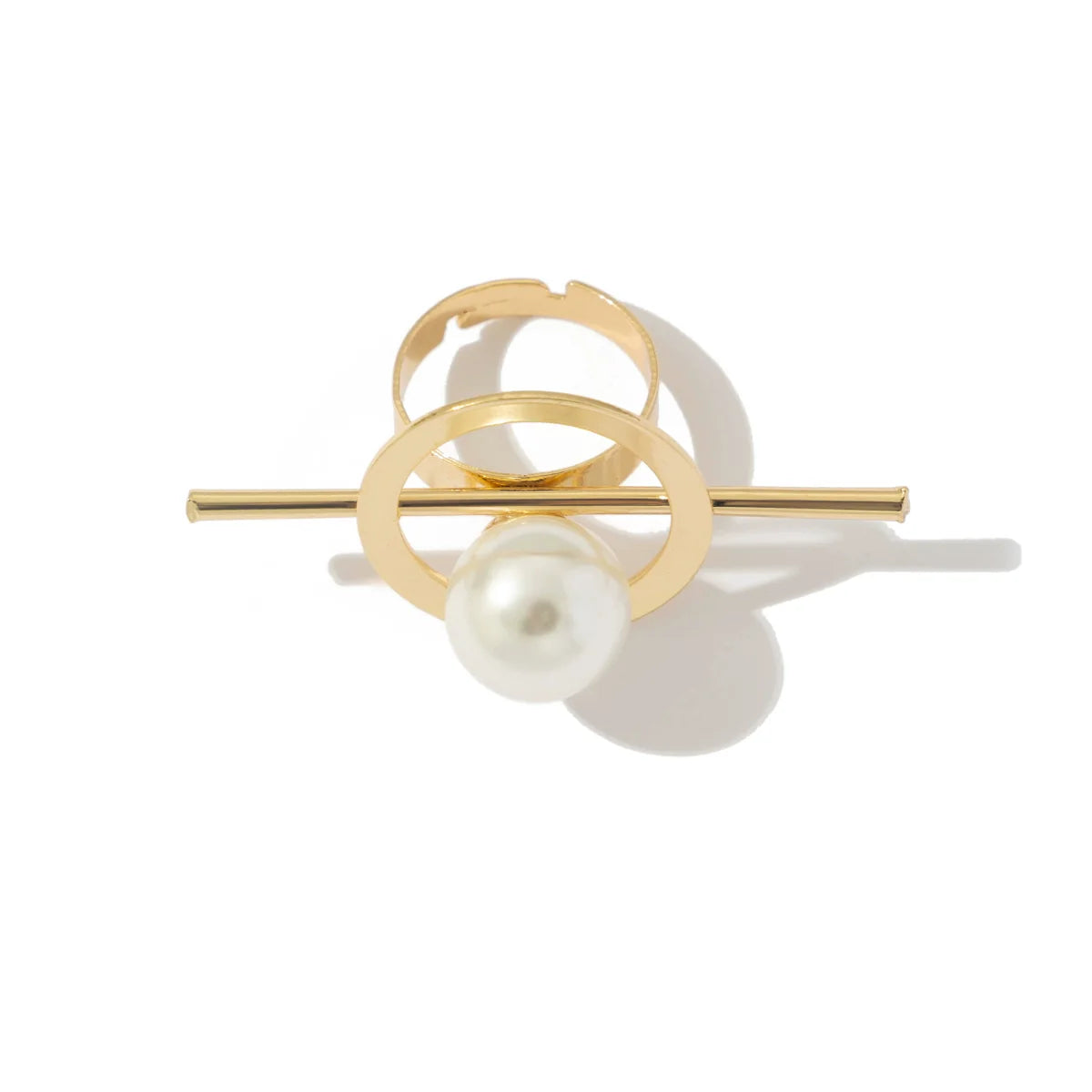 Zada Pearl Bloom Rings - Bar Circle Light Gold