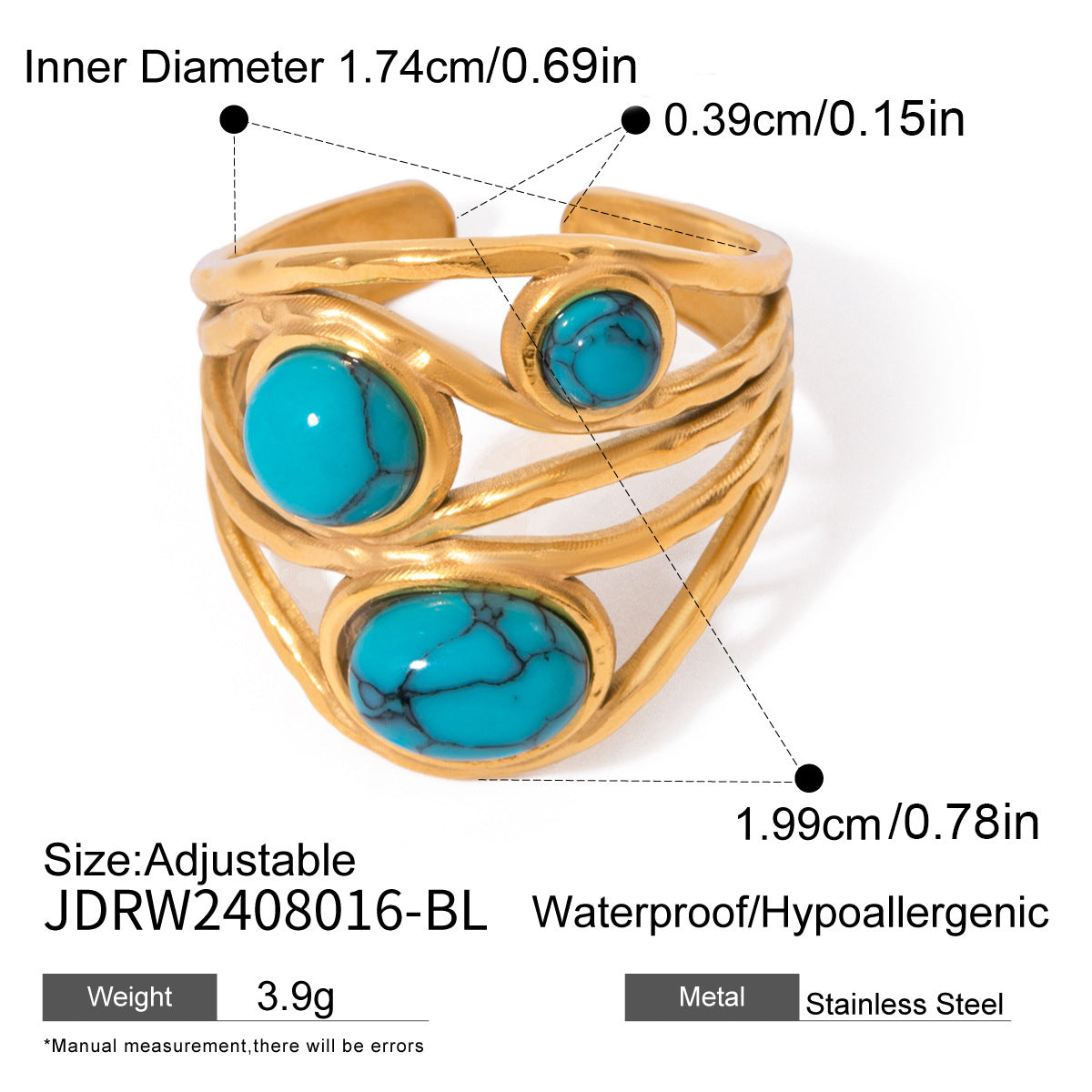 Kaislee Turquoise Statement Ring - Blue Geometric [6MBS9T0N]