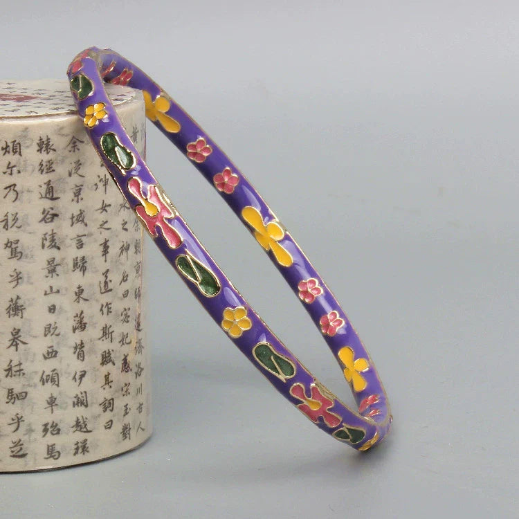 Jadelynn CloisonnŽ Floral Bangle - Purple